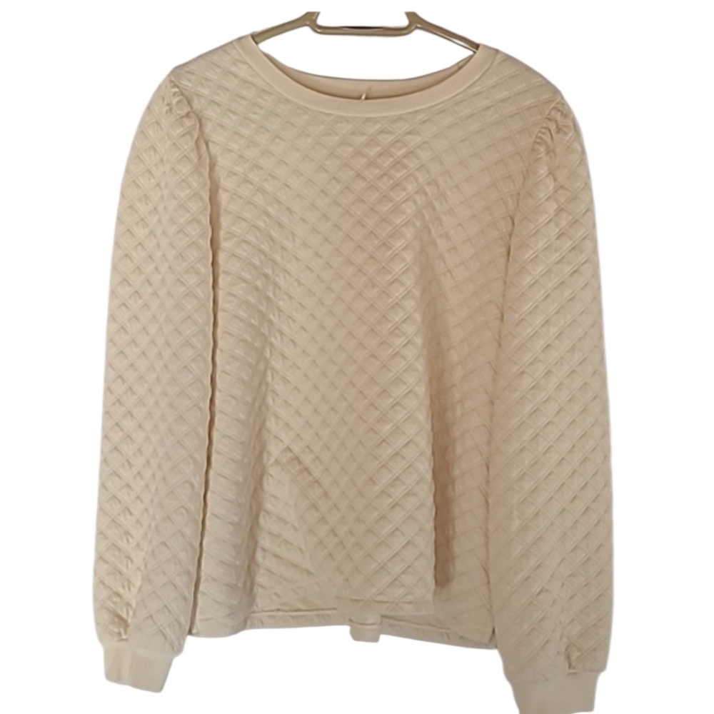 Workshop Republic Clothing Cream Quilted Puff Long Sleeve Top Size XL